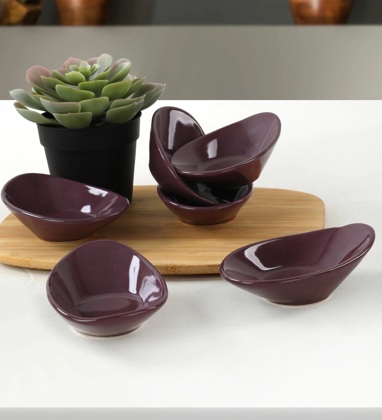 Set 6 copë tasë salce, qeramikë, ngjyrë vjollcë, Hermia Concept, ST511006F498A000000MAYD200