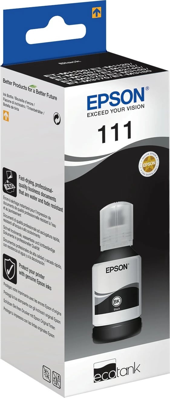 Shishe bojë Epson 111 EcoTank, pigment i zi, dye-based, 1 copë