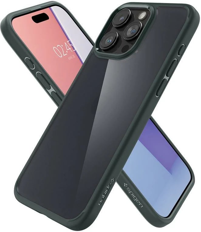 Mbështjellës Spigen Ultra Hybrid për iPhone 15 Pro, Gjelbër e errët