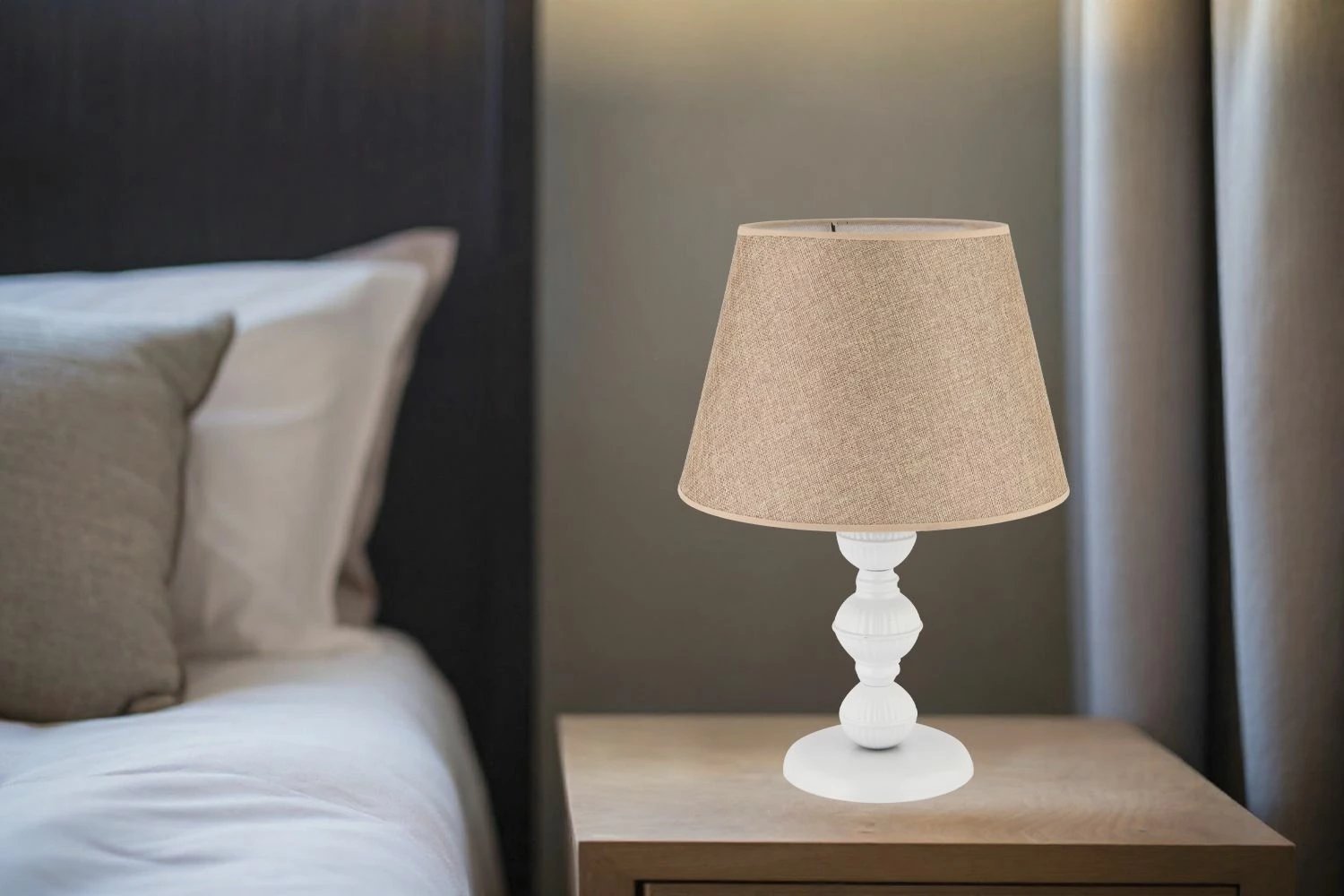 Llambë tavoline Opviq, bezhë, e bardhë, 300