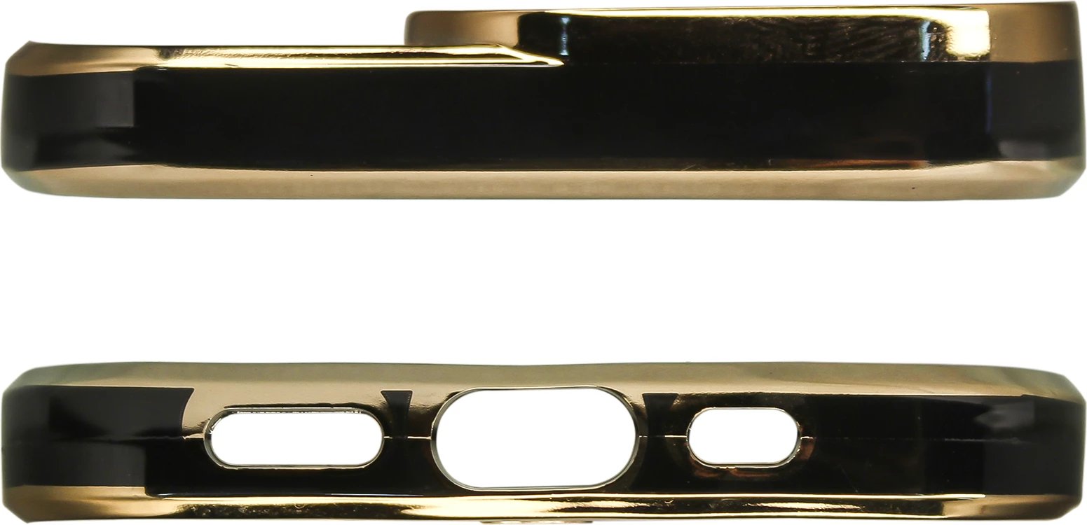 Mbështjellës Hurtel për iPhone 13 Pro Max, TPU, i tejdukshëm me kornizë ari dhe detaje të zeza