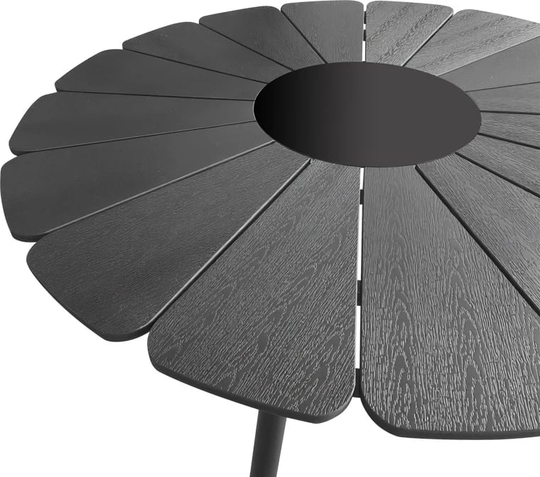 Tavolinë Pinap, alumin i zi, sipërfaqe prej druri të zi, D110x74cm