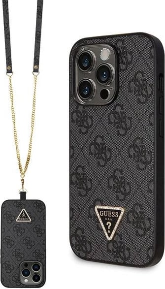 Mbështjellës Guess GUHCP14LP4TDSCPK për iPhone 14 Pro, Crossbody 4G Metal Logo, i zi me rrip