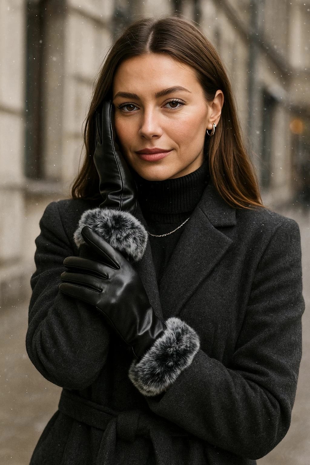 Doreza për gra, lëkurë PU, ngjyrë e zezë, Jumeon Eld19