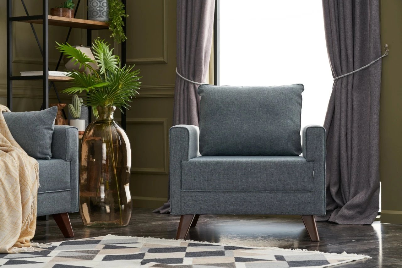 Karrige një vendëshe Atelier del Sofa, Bella Soft, ngjyrë kaltër