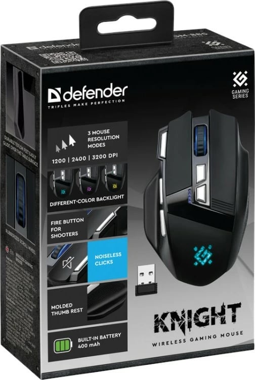Maus wireless Defender Knight GM-885, 3200DPI, 7 butona, i zi