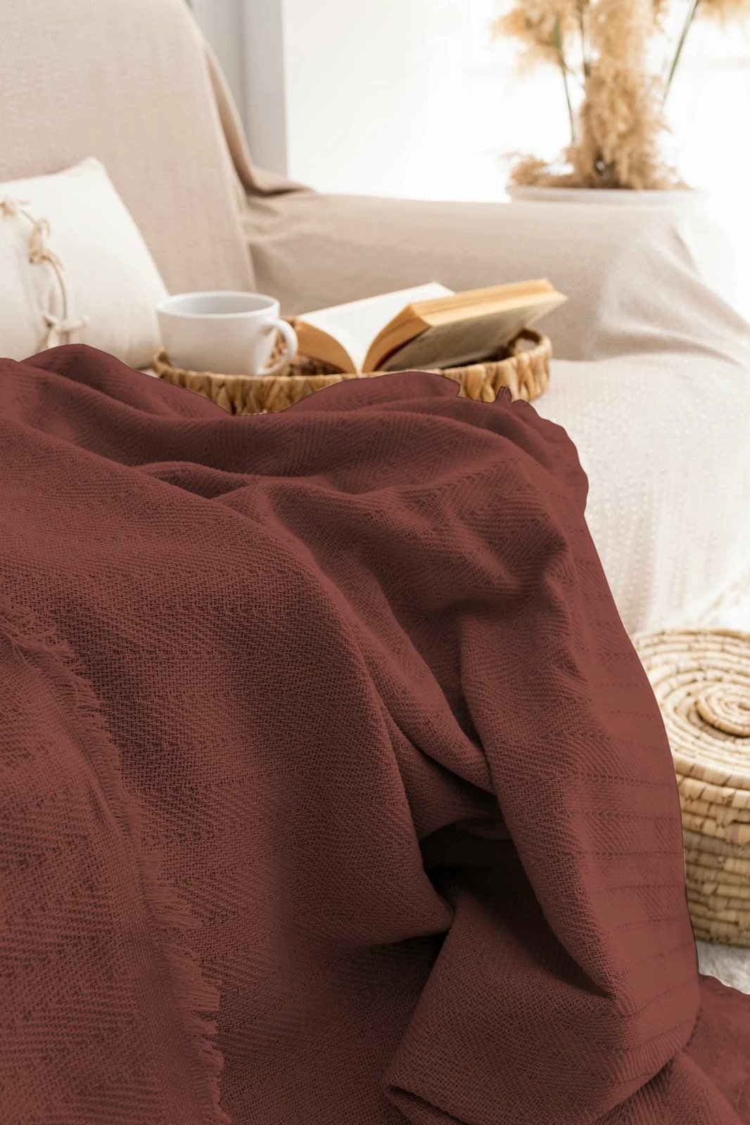 Mbulesë divani L'essentiel, ngjyrë e kuqe kafe, Rio