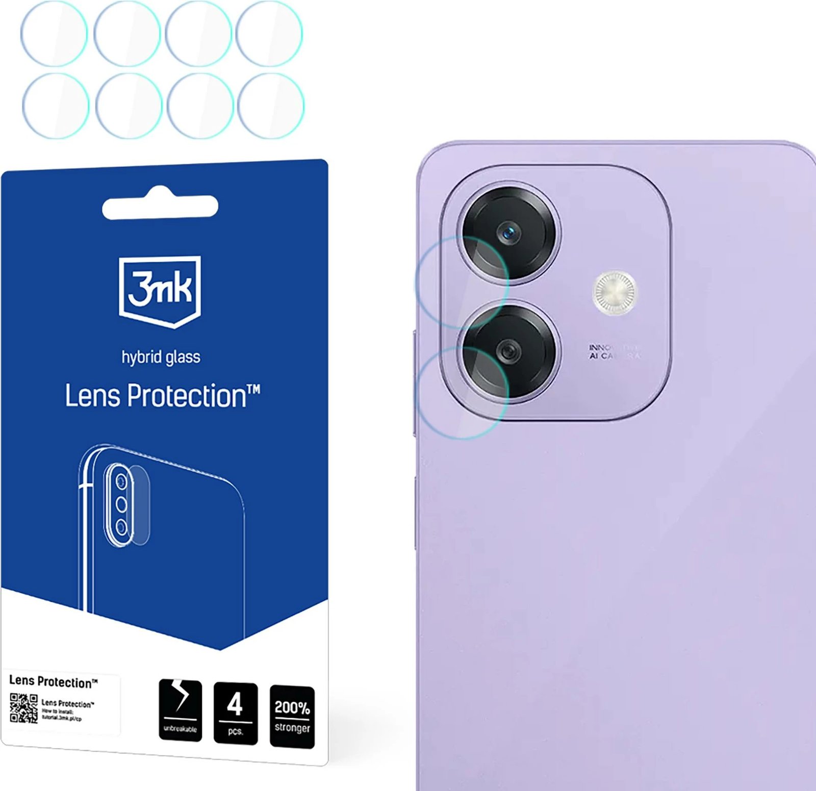 Mbrojtës xhami për kamerë 3mk Protection për Oppo A3 4G, Transparent
