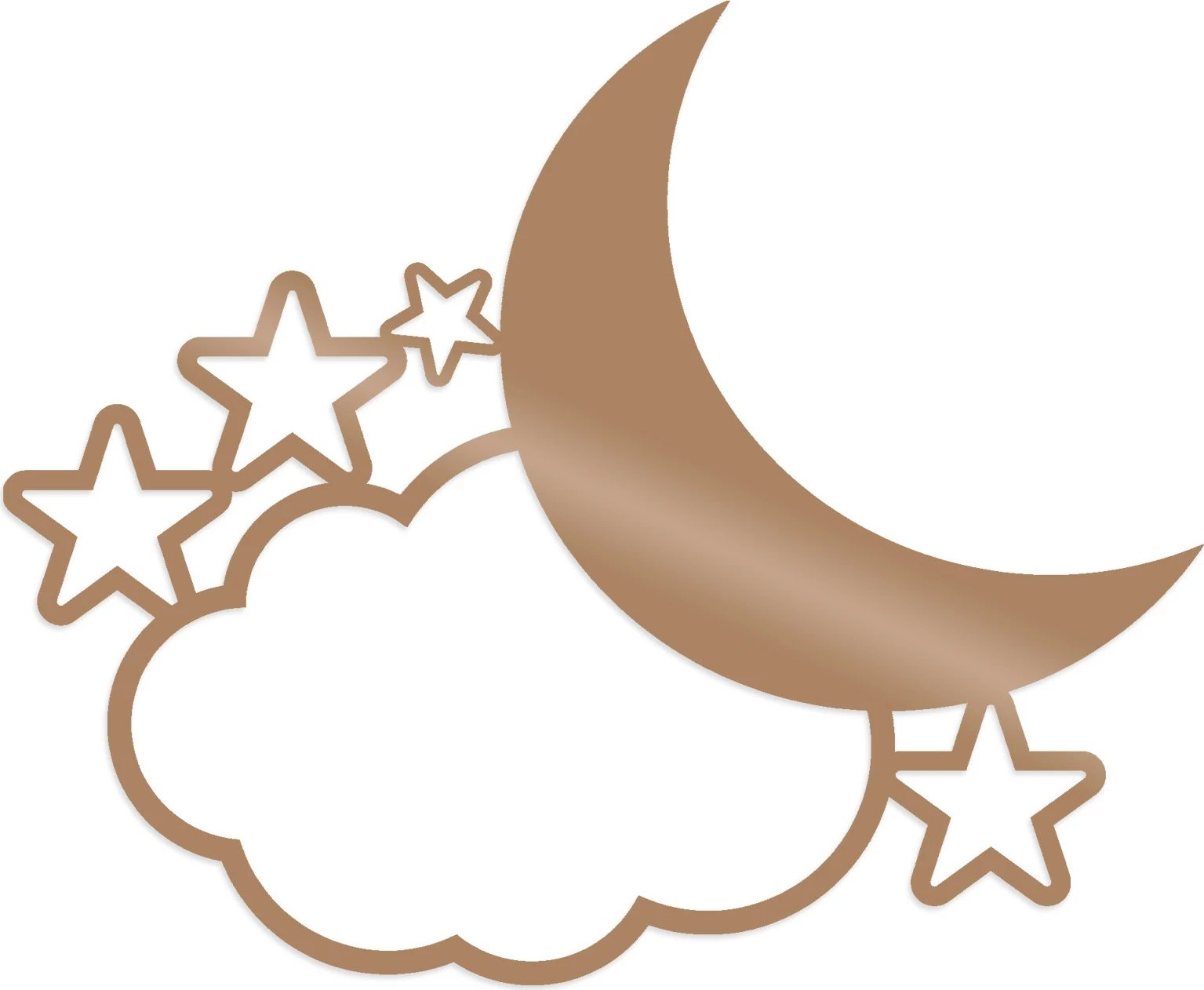 Aksesor dekorativ metalik për mur, Wallity, Night 2, ngjyrë bakri