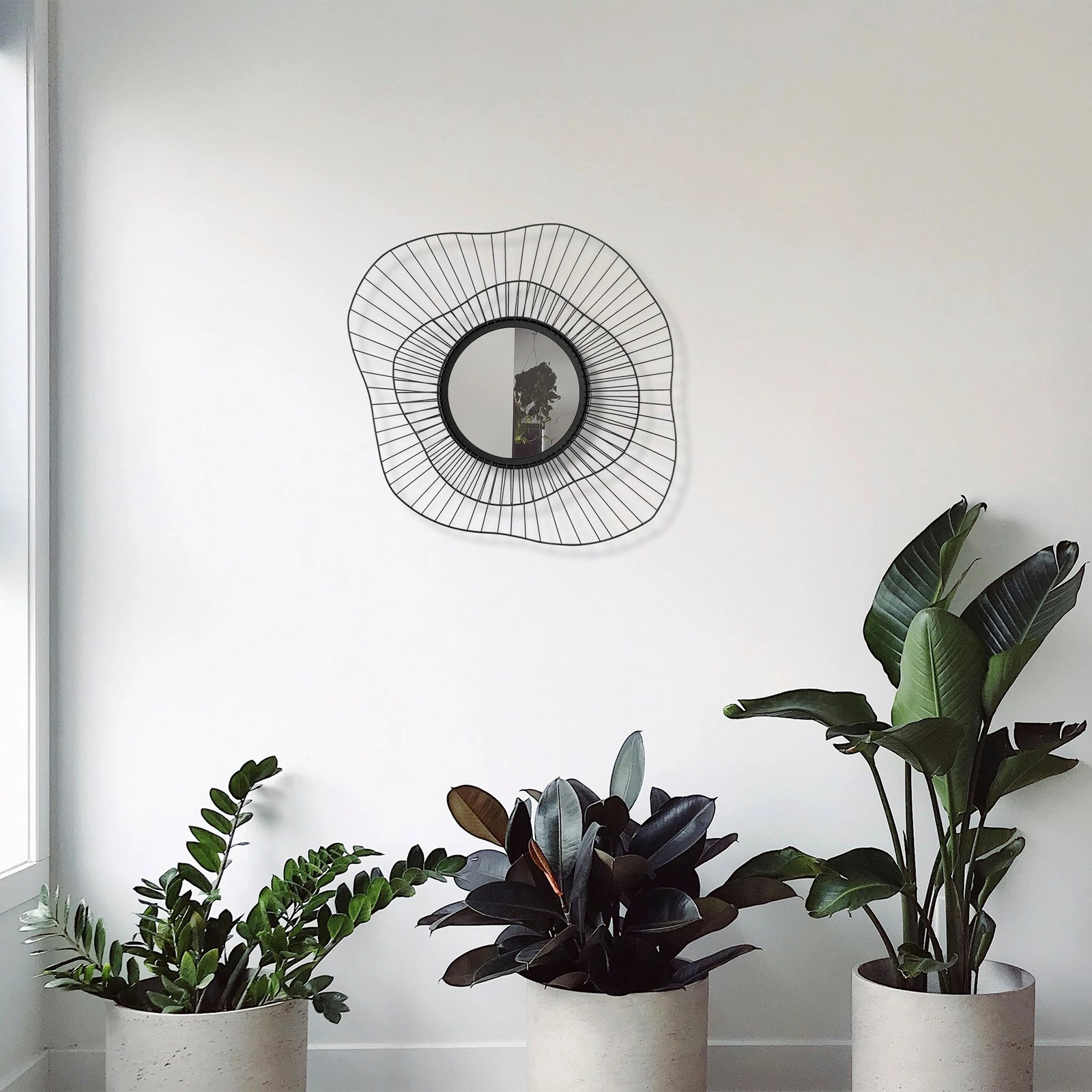 Pasqyrë dekorative Wallity, Euro Flora, WM-015, ngjyrë e zezë