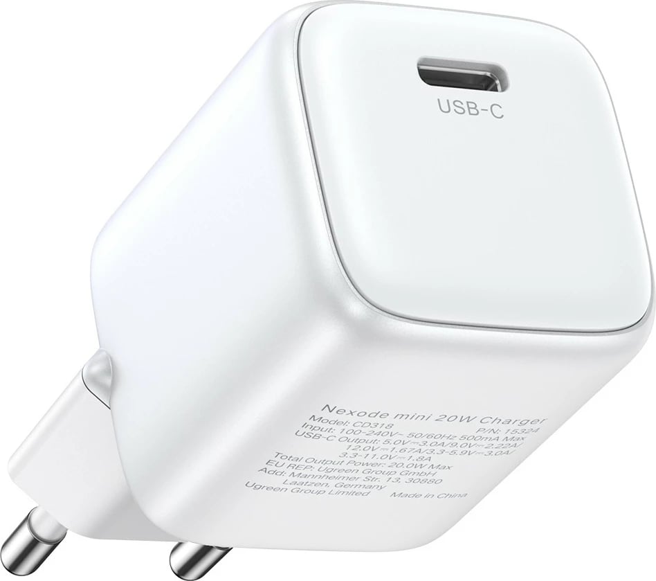 Karikues Ugreen 15324, 20W, Power Delivery 3.0, Quick Charge 4, USB Type-C, bardhë