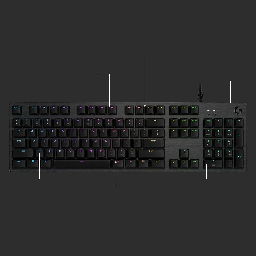 Tastierë mekanike Logitech G512 Carbon, GX Brown, RGB, QWERTZ, me kabllo, karbon