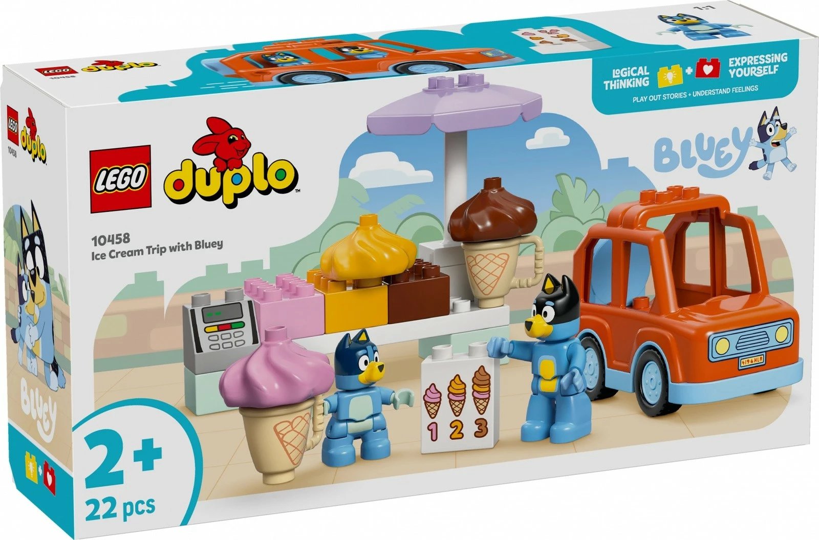 Set ndërtimi LEGO DUPLO Bluey 10458 Ice Cream Adventure, 22 pjesë, për fëmijë të vegjël