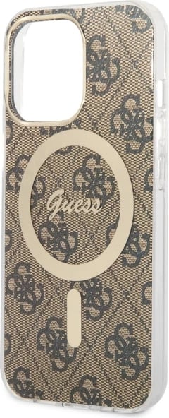 Mbështjellës Guess 4G MagSafe për iPhone 13/13 Pro 6.1", kafe Mbështjellës Guess 4G MagSafe për iPhone 13/13 Pro 6.1", kafe