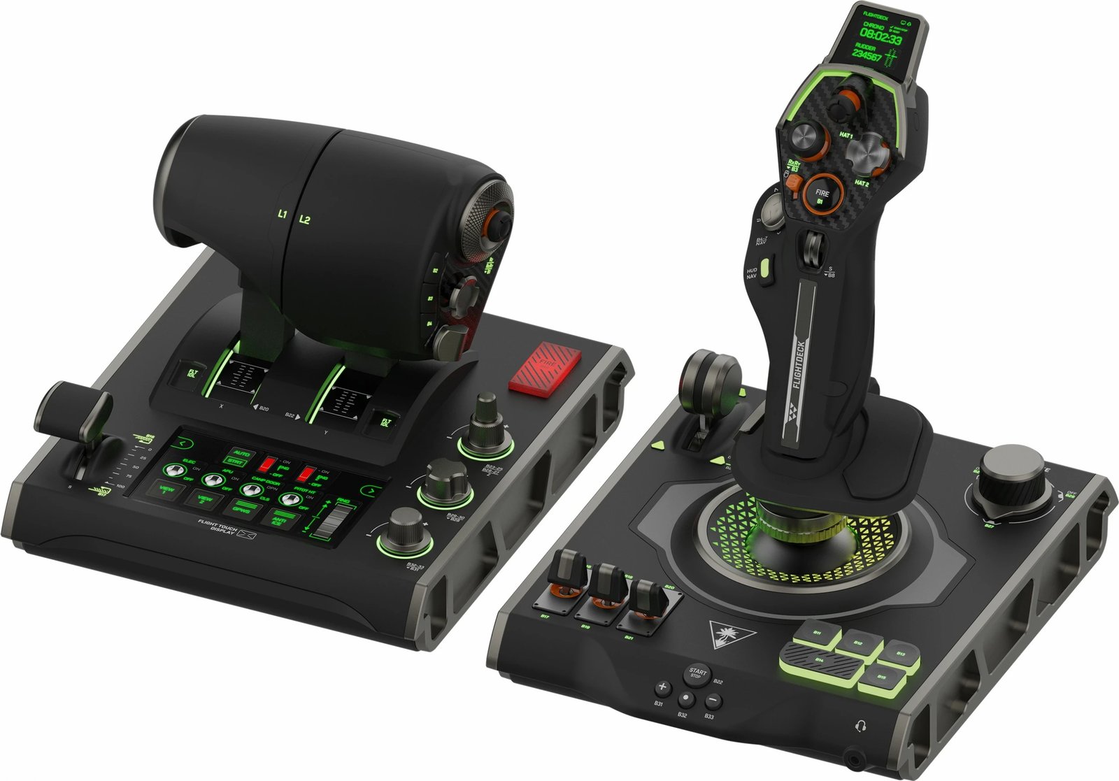 Joystick Turtle Beach VelocityOne Flightstick, PC, me ekran OLED, me kabllo, i zi