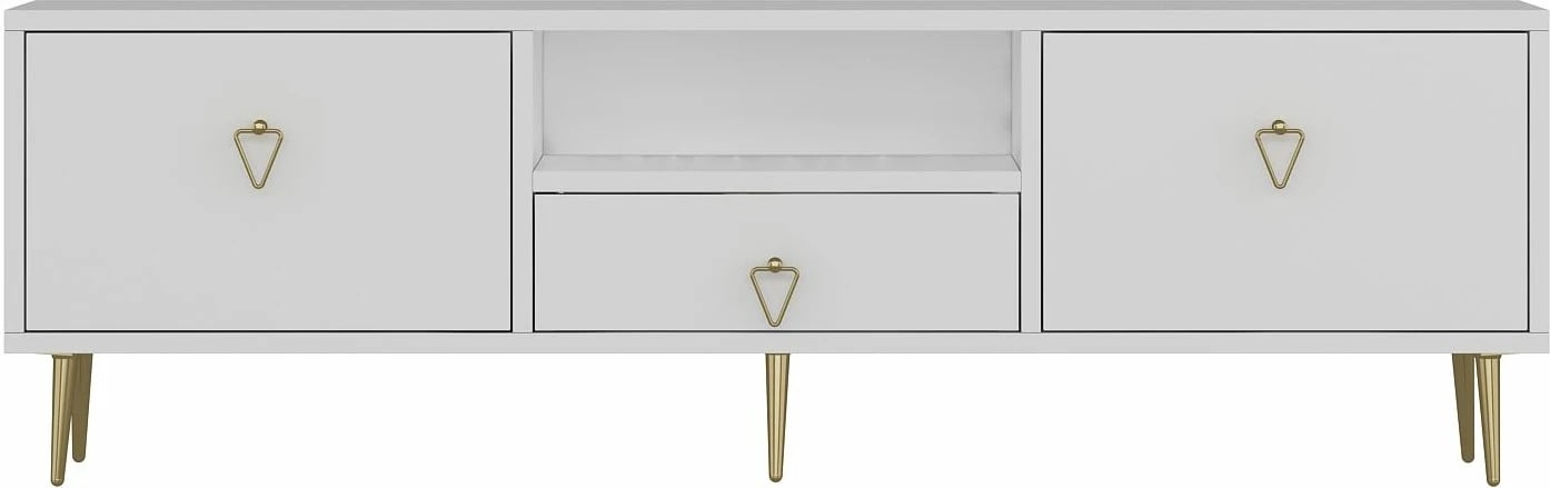 Komodë për TV, Skye Decor, 1306-DROP-1, e bardhë, e artë