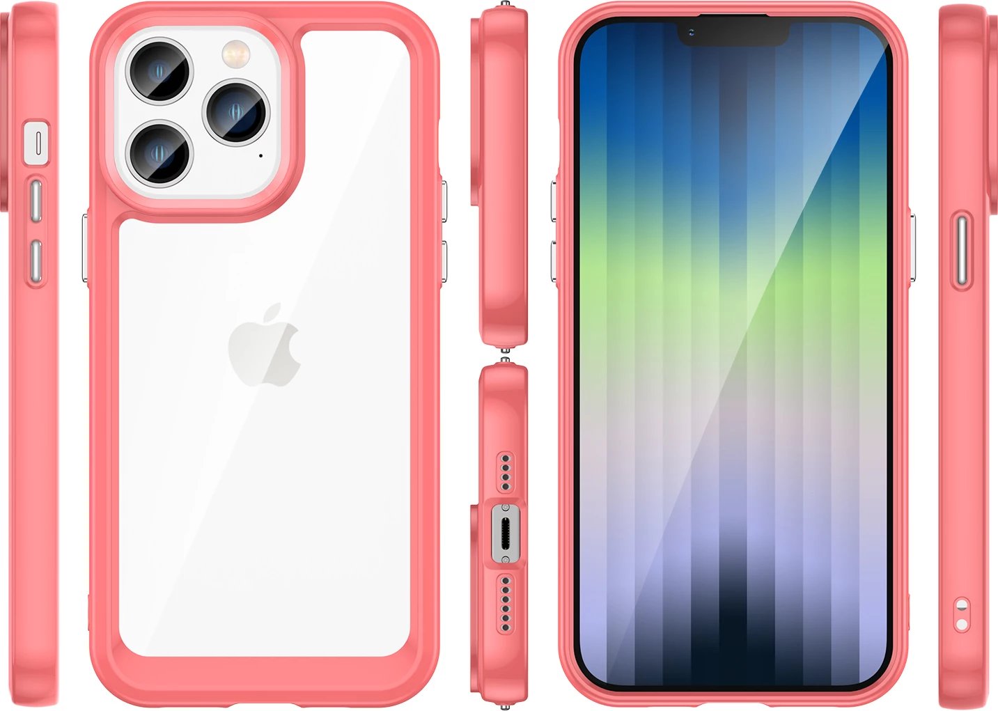 Mbështjellës Hurtel Outer Space Case për iPhone 14 Pro Max, hard cover me kornizë xhel, Kuqe