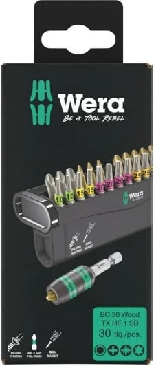Set bitash Wera 05057437001, 29 copë, 1/4", Phillips/Pozidriv/Torx Plus, me mbajtës, e zezë/metalike