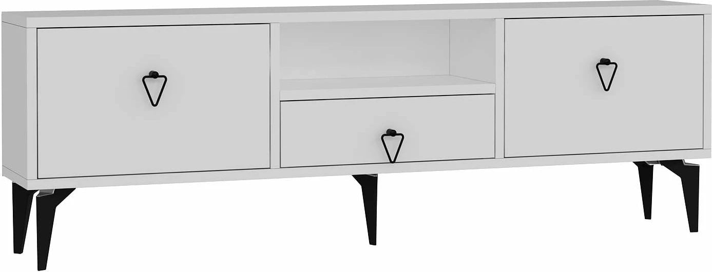 Komodë TV Skye Decor, e bardhë/zezë, 1302-DROP-1