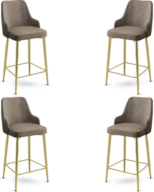 Set karrigesh për bar (4 copë), Hanah Home, Enox, kapuçino, ari