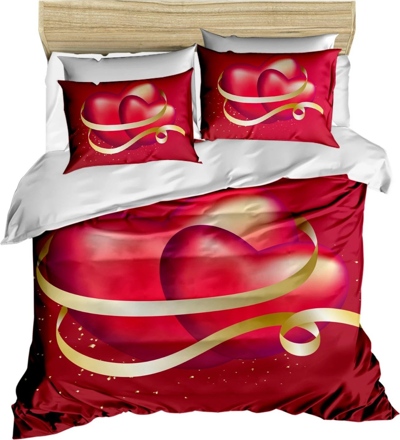 Set mbulesë për jorgan Super King, ngjyrë e kuqe, e bardhë, ari, L'essentiel, 152