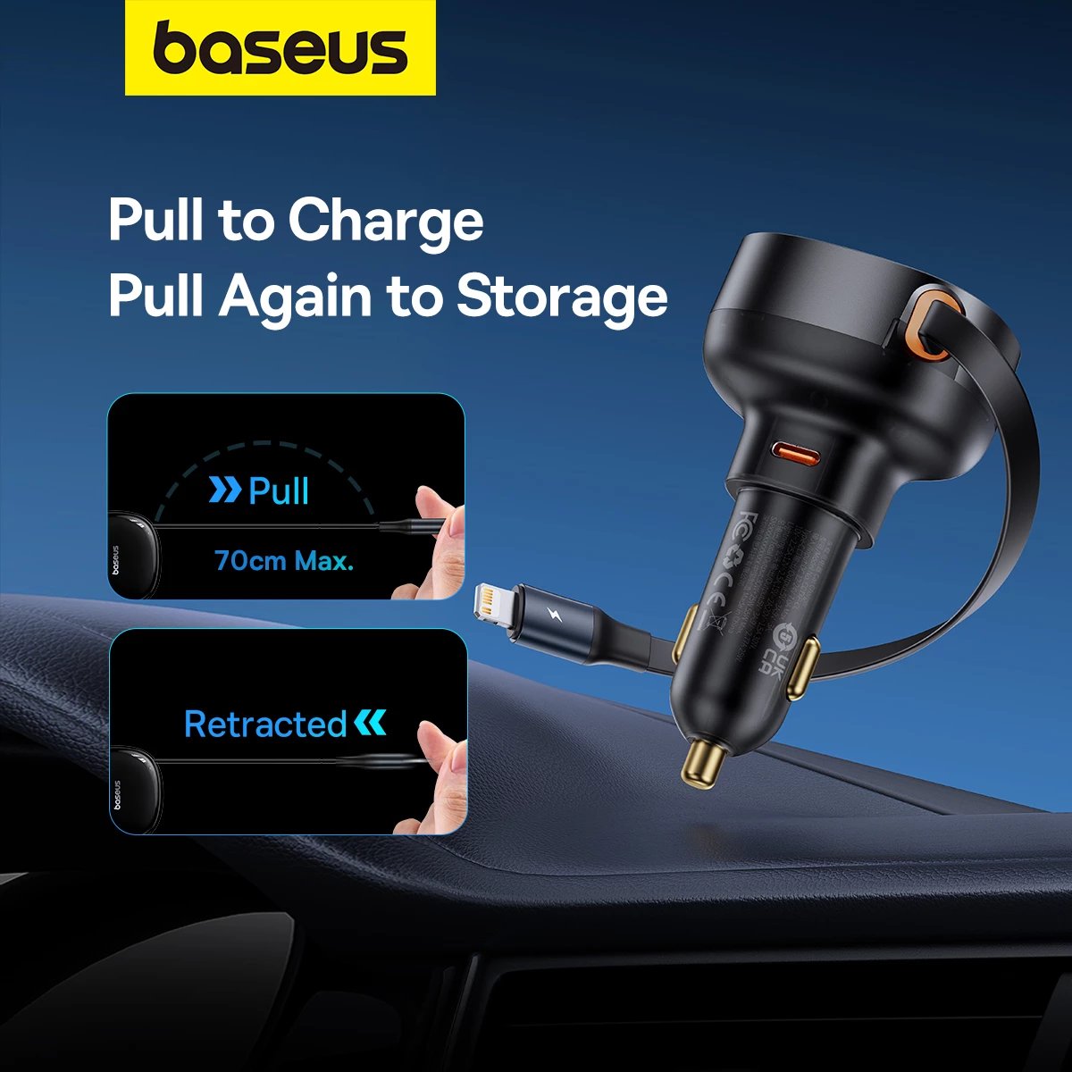 Karikues veture Baseus Enjoyment Pro, C00057803111-00, 60W, USB-C (femër) / Lightning (mashkull), zi