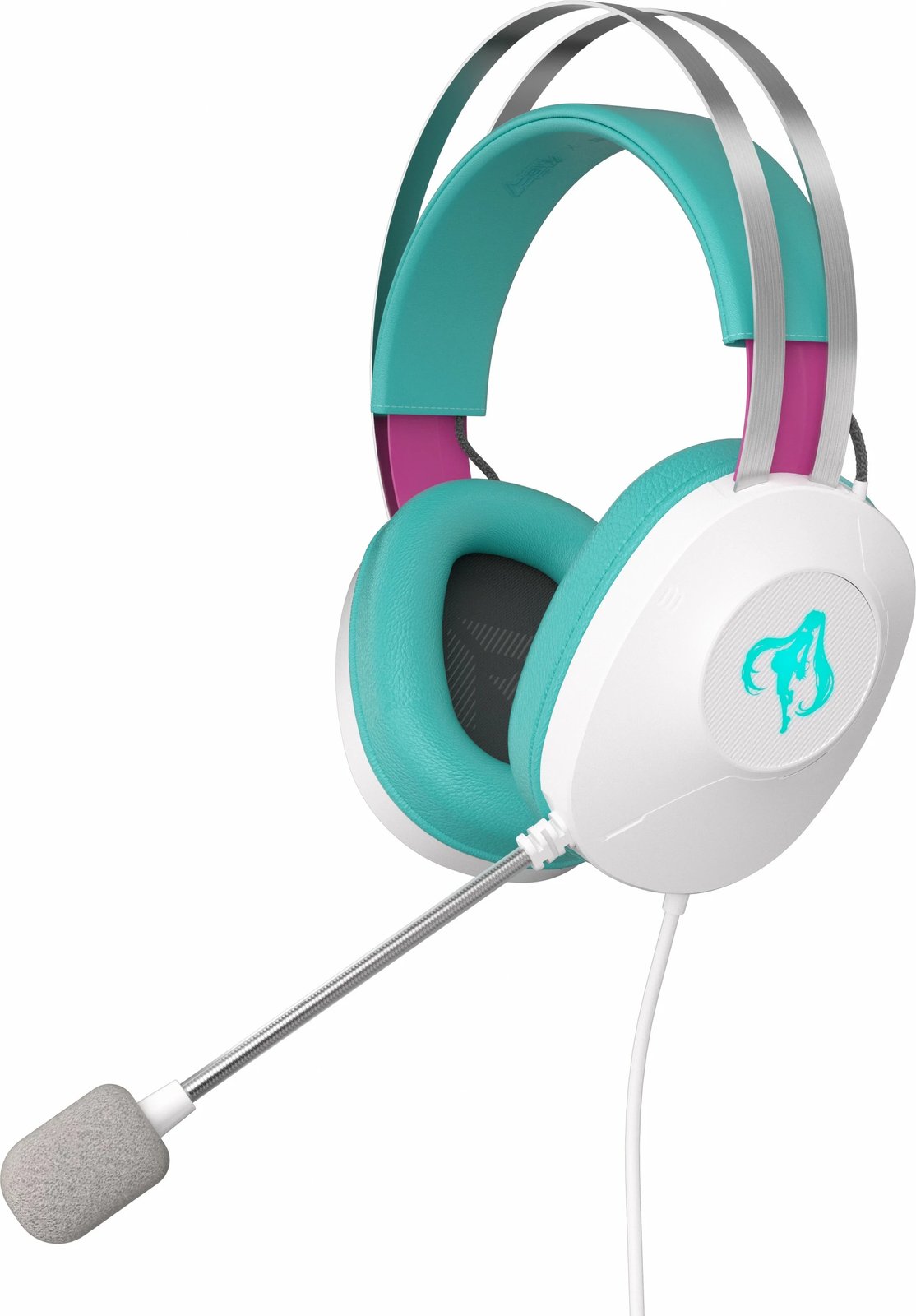 Kufje gaming ASUS TUF Gaming H1 Gen II Hatsune Miku Edition, me mikrofon, për PS5, bardhë/kaltër
