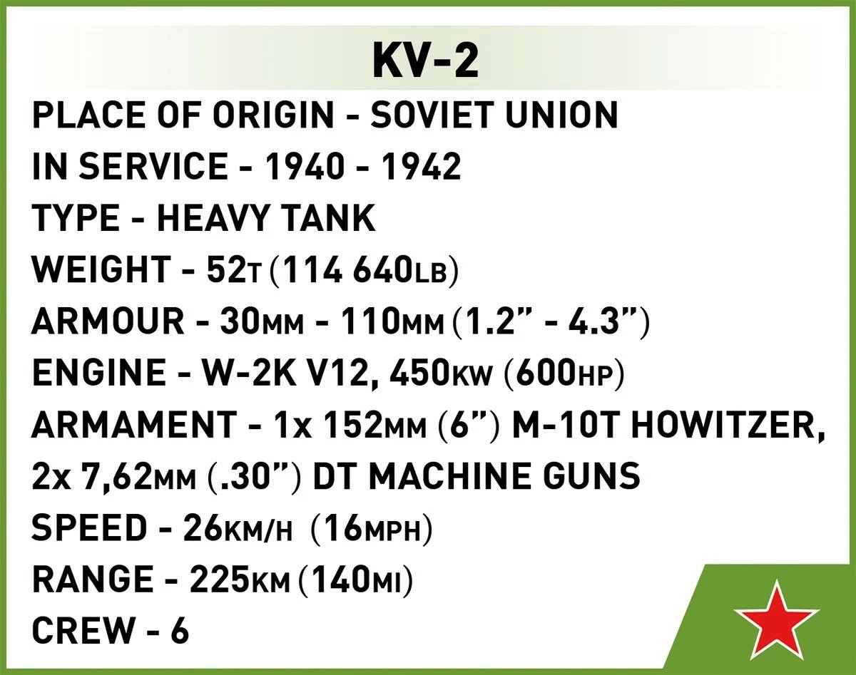 Set ndërtimi Cobi Klocki KV-2, 510 pjesë, Jeshile
