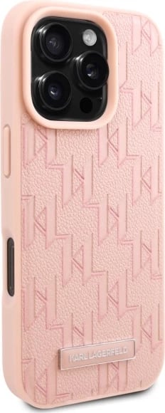Mbështjellës Karl Lagerfeld Hot Stamp MagSafe për iPhone 16 Pro, Rozë
