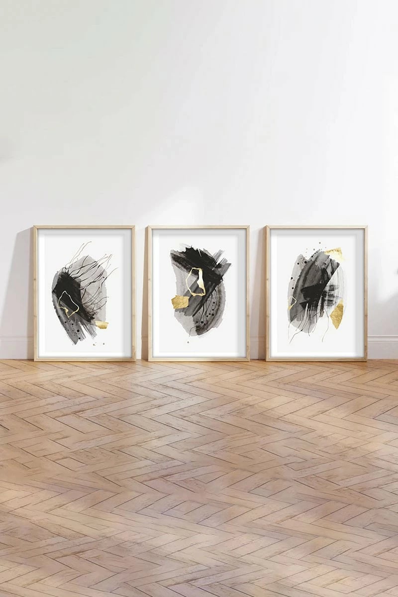 Pikturë dekorative me kornizë, MDF, 3 copë, Wallity, Huhu208, 50x70 cm