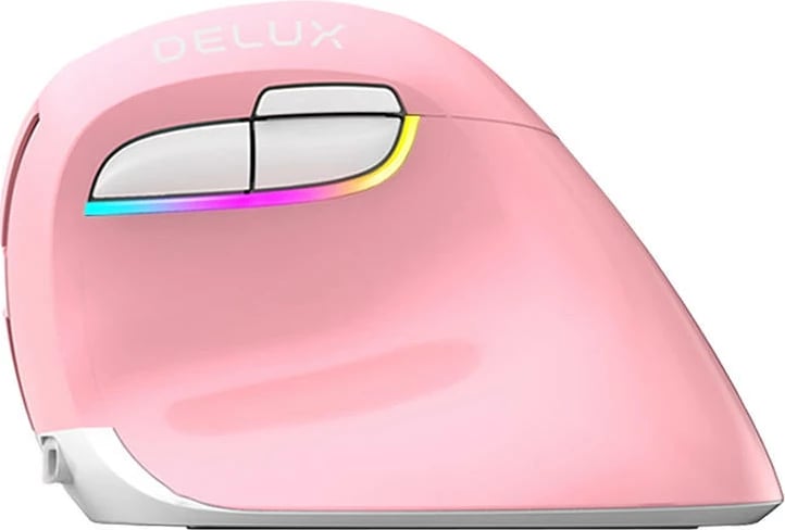 Maus vertikal pa tela Delux M618Mini, optik, 4000 DPI, 6 butona, RGB, Rozë