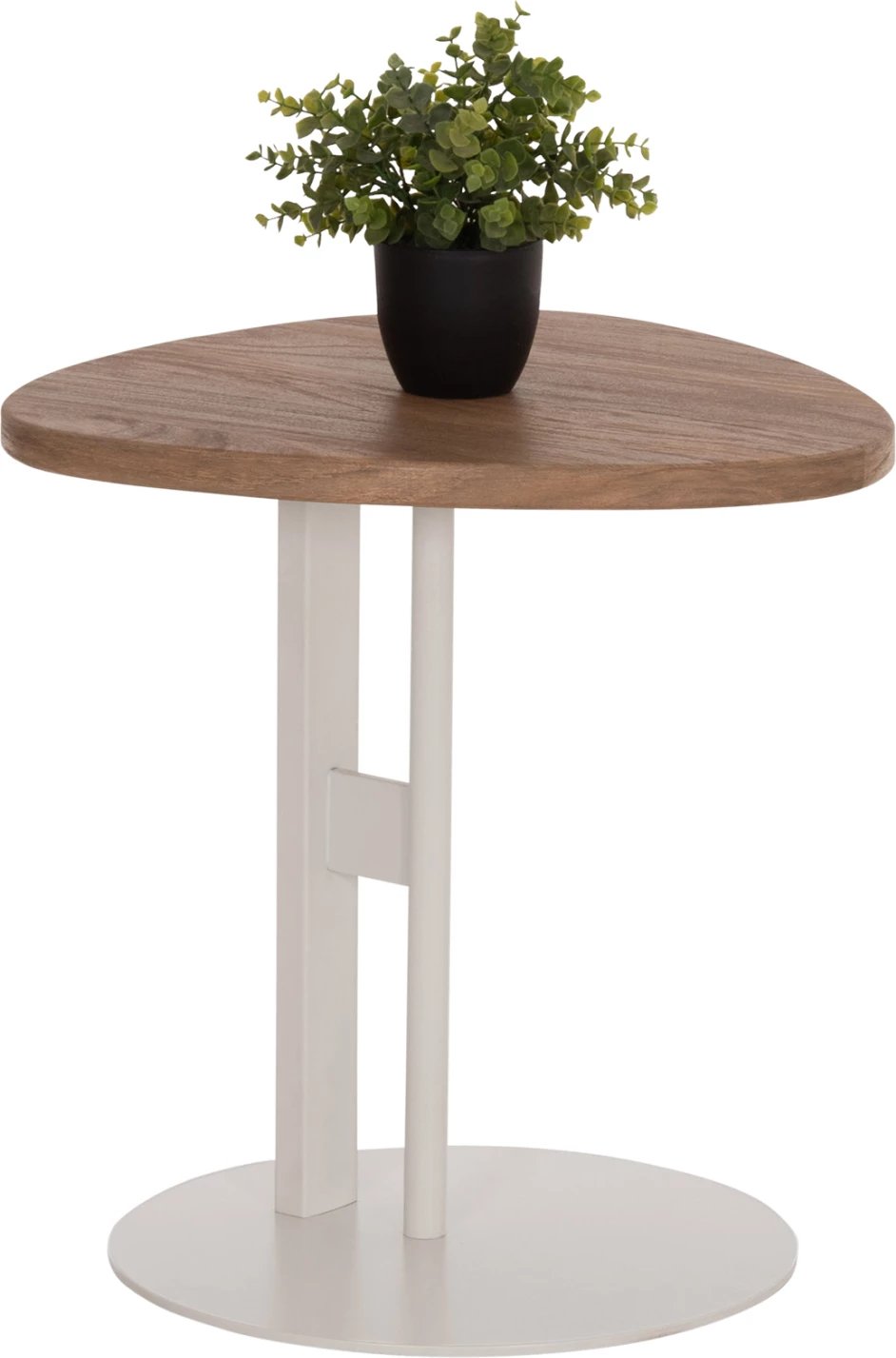 Tavolinë anësore ovale ALPER, MDF sonama, bazë metalike e bardhë, FH18328, 50x50cm