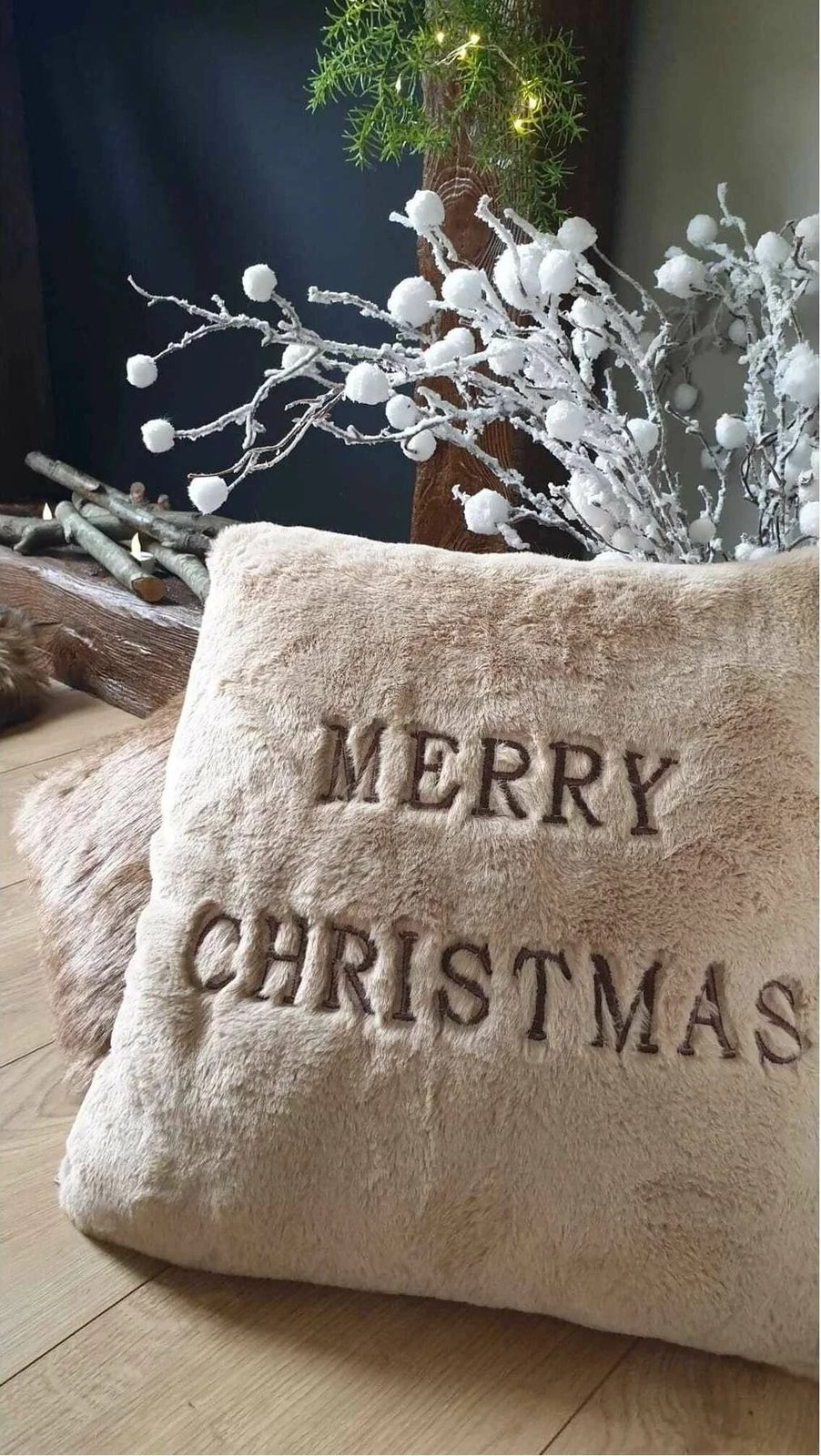 Jastëk dekorativ Krishtlindjesh, ngjyrë bezhë, Evila Originals, 43x43cm