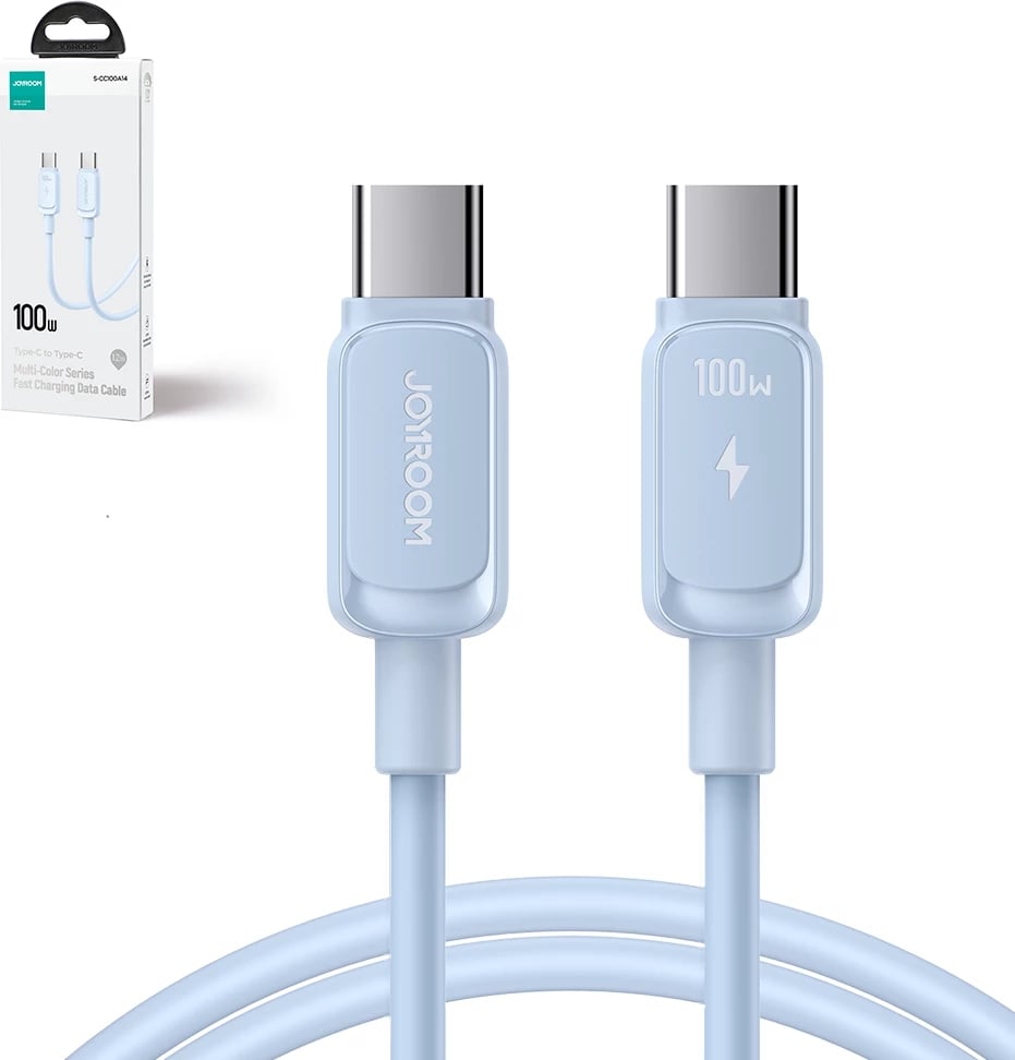 Kabllo USB-C në USB-C Joyroom Multi-Color Series A14, 1.2m, 100W, Kaltër