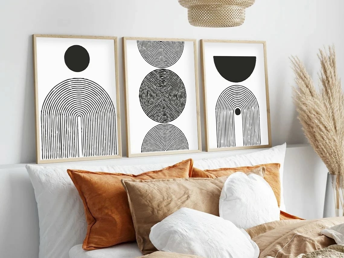 Pikturë dekorative me kornizë, set prej 3 copash, MDF, Wallity Huhu163, 30x40cm