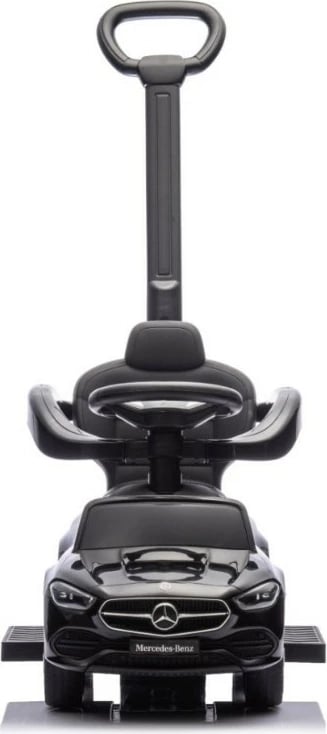 makinë ride-on Milly Mally Mercedes C-Class 6107, 4 rrota, me dorezë shtytëse, me tinguj (AAA), e zezë