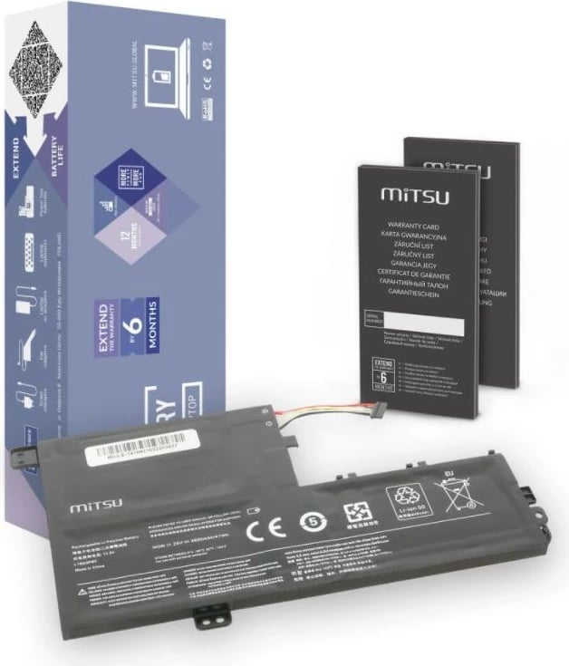 Bateri laptopi Mitsu BC/LE-1470 për Lenovo Flex 4 1470, 3600 mAh, 11.25V, e zezë