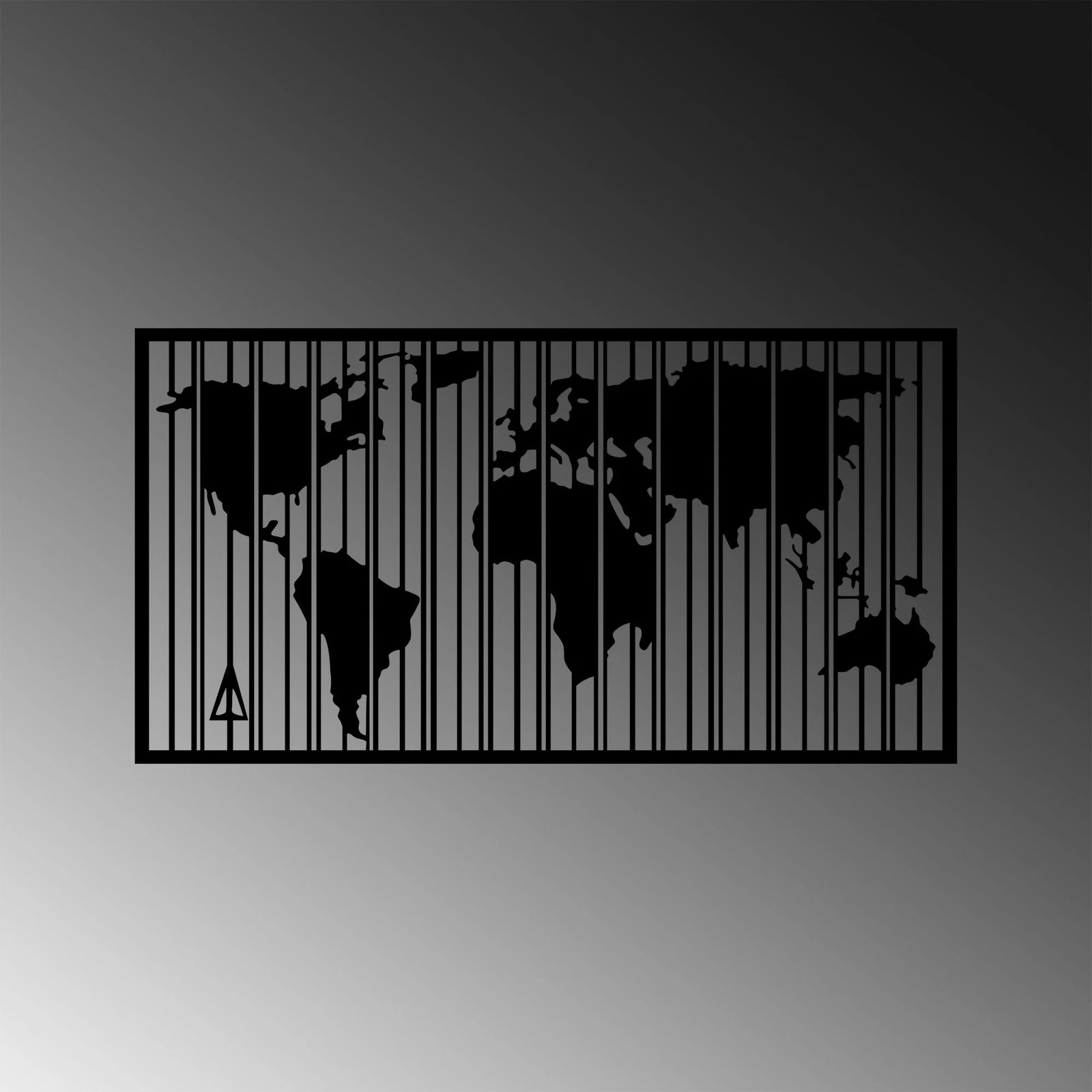 Aksesor dekorativ metalik për mur, hartë bote, Wallity, 47x90cm