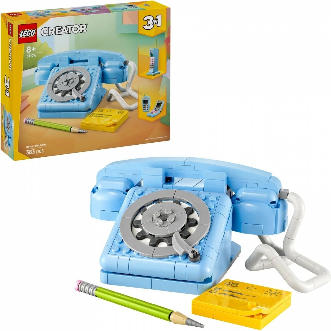 Set ndërtimi LEGO Creator 3-in-1, 31174 Retro Style Telephone, 383 pjesë, Blu
