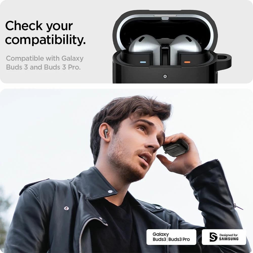 Mbështjellës Spigen Rugged Armor për Samsung Galaxy Buds 3 / 3 Pro, i zi