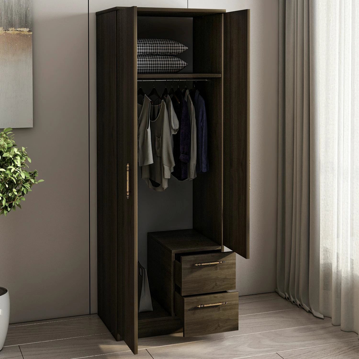 Dollap Merlin 2, ngjyrë arre, Skye Decor