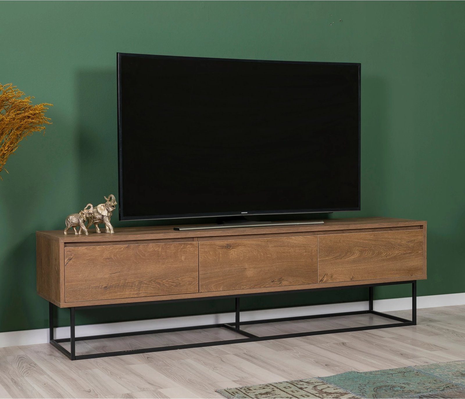 Set mobiljesh për dhomë dite, ngjyrë arre dhe e zezë, Laxus Takım 22, Skye Decor