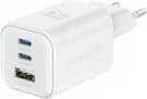 Karikues SWISSTEN, GaN 2x USB-C, 65W PD + 1x USB-A 18W, QC, i bardhë