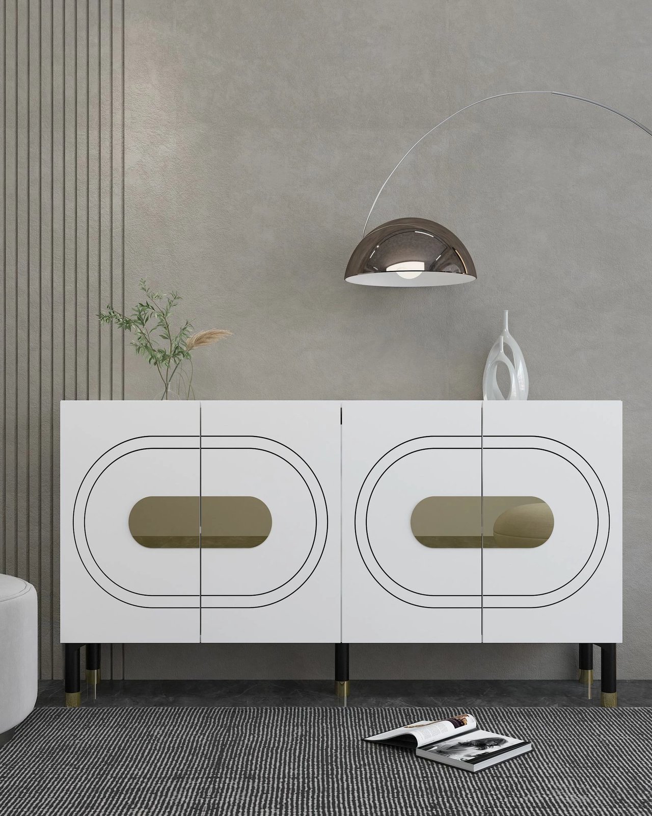 Konsol Skye Decor, Demet, e bardhë, e artë