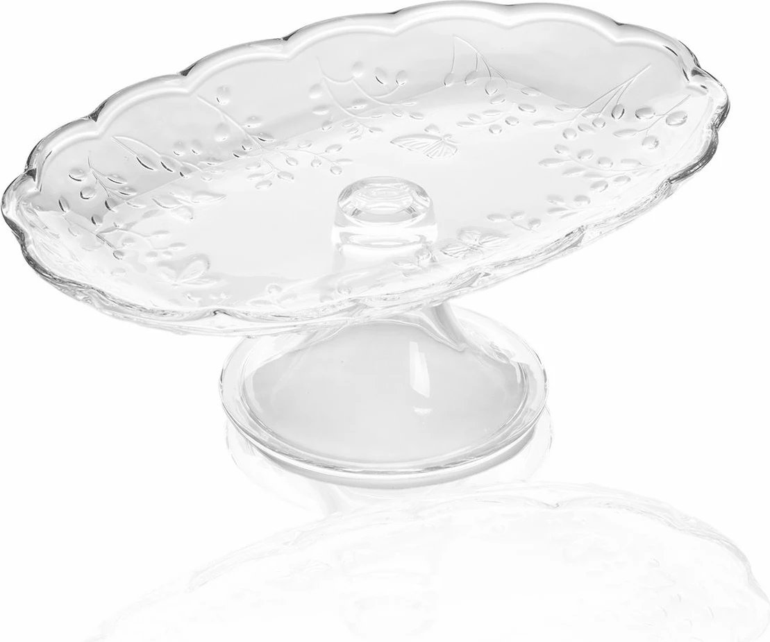 Pjatë për servirje tortash Hermia, qelq transparent, CAM0498