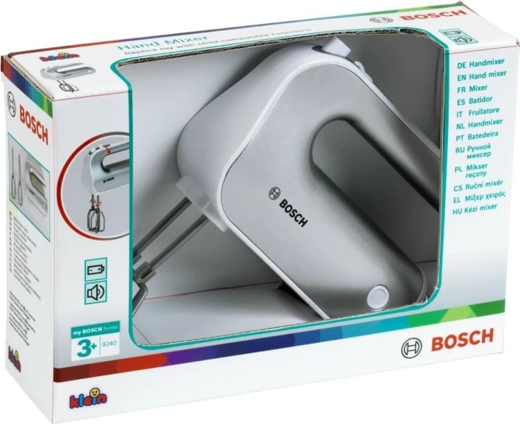 Mikser lodër dore, Klein Bosch, 9240, me rrahëse rrotulluese, me bateri AA, argjendtë