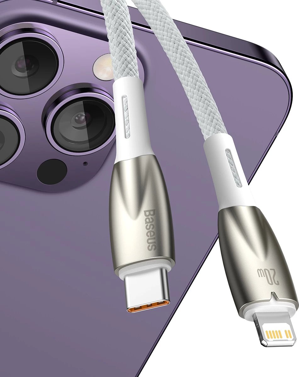 Kabllo Baseus CADH000002 Lightning-USB-C, 1m, 20W, e bardhë