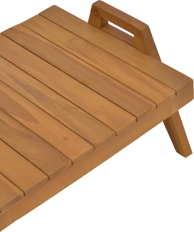Tavolinë shezlongu, dru tik, ngjyrë natyrale, 60x50x34 cm
