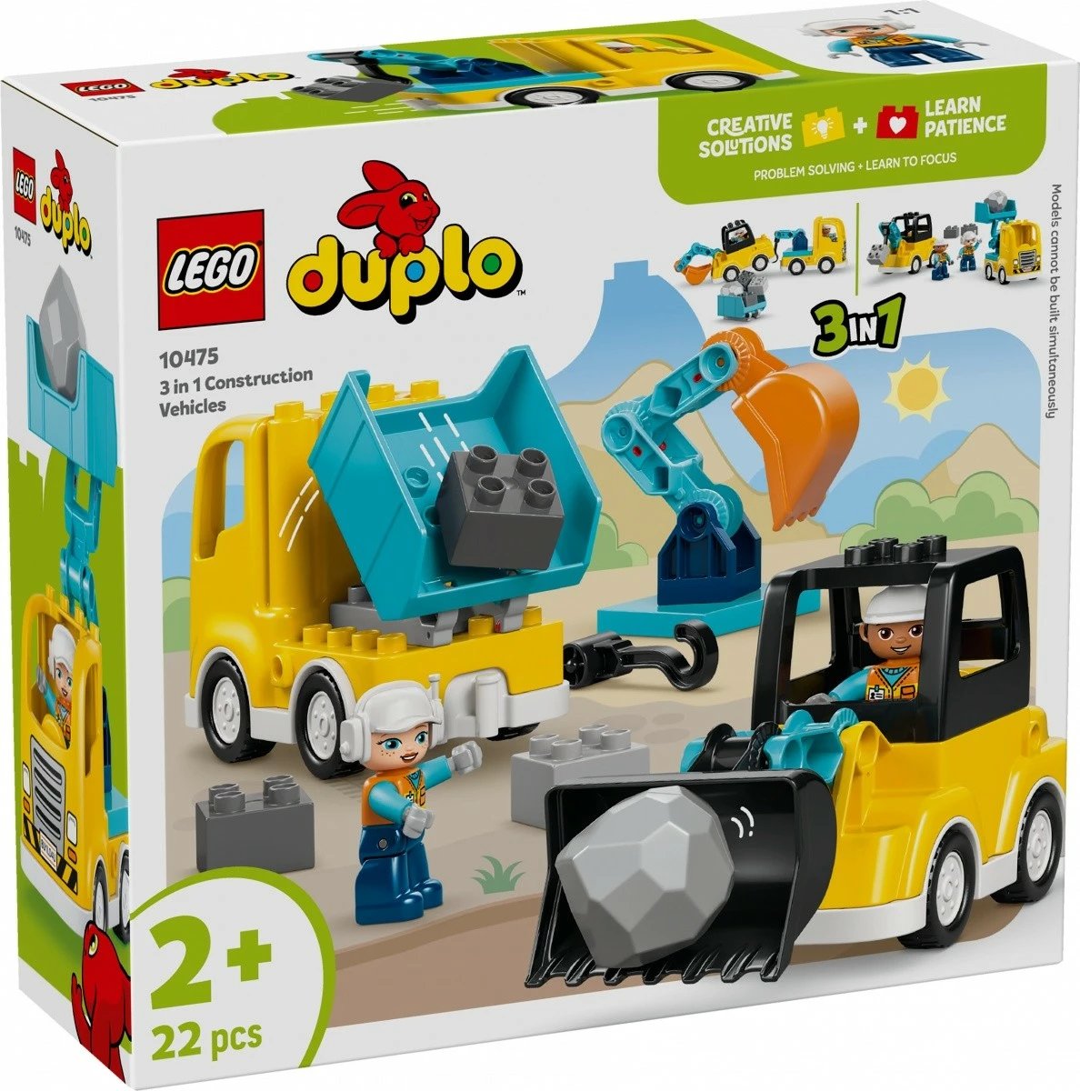 Set blloqe LEGO DUPLO 10475 Construction Machines 3 në 1, 22 pjesë, 2+ vjeç, i vogël