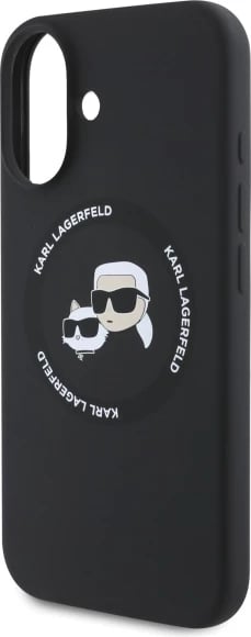 Mbështjellës Karl Lagerfeld KLHMP16SSKCHTCK për iPhone 16 6.1", silikon, MagSafe, zi